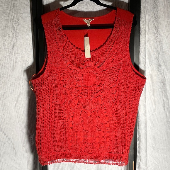 Adiva Vibrant Orange  Crochet Tank Top - Picture 1 of 3